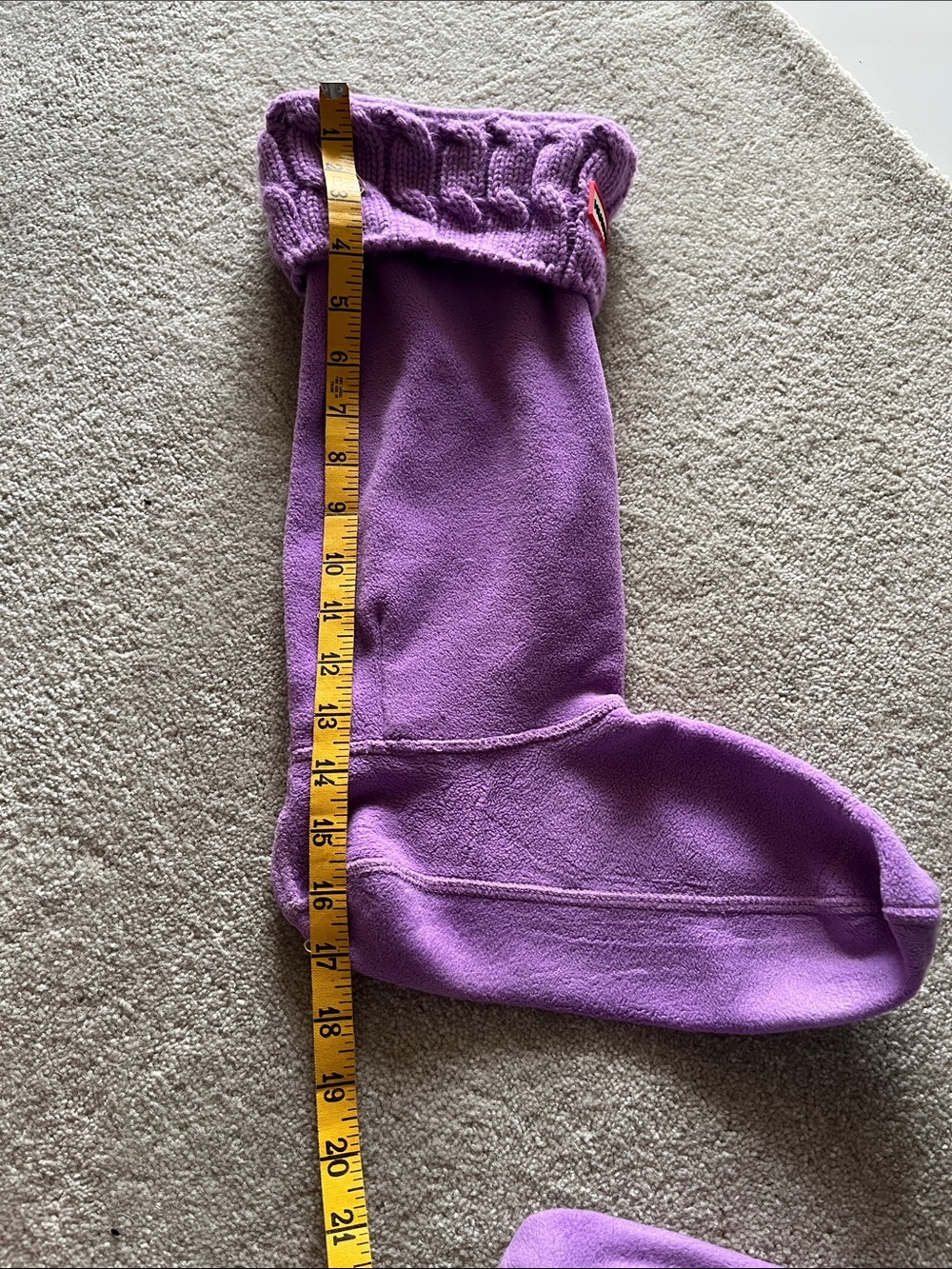 Hunter Lavender Fleece Boot Sock Liners with Cable Knit Cuff - Picture 3 of 3
